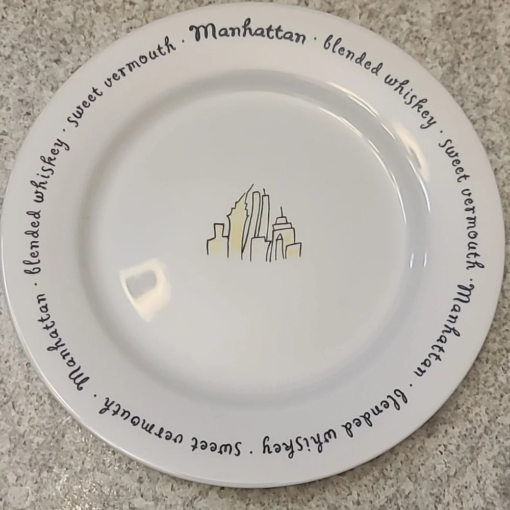 Pottery Barn Cocktail Recipe Plate Set of 4